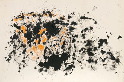 MICHAUX Henri ACRYLIQUE SUR PAPIER, SIGNÉE. [1978] ; 60 x 90 cm, sous encadrement....