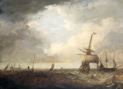 Jan Theunisz BLANKERHOFF (Alkmaar 1628 - Amsterdam 1679) Navires au large des côtes...