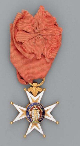 null Croix de chevalier d'époque Restauration modifiée sous Louis-Philippe, en or...