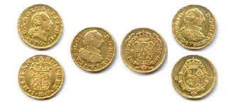 null ESPAGNE - CHARLES III 1759-1788 Lot de trois monnaies : demi-escudo (tête nue)...