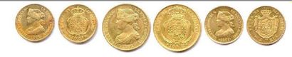 null ISABELLE II 1833-1868 Lot de trois monnaies : 100 reales 1862 Madrid 40 reales...