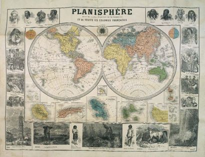 ANONYME / MEISSAS / BRUE, A.H. Planisphère avec les Cartes Séparées de la Calédonie...