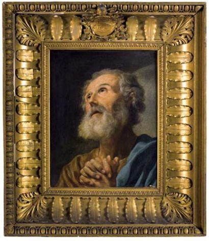ATTRIBUE À JEAN JACQUES DURAMEAU (1733-1796) Saint en prière Huile sur toile, un...
