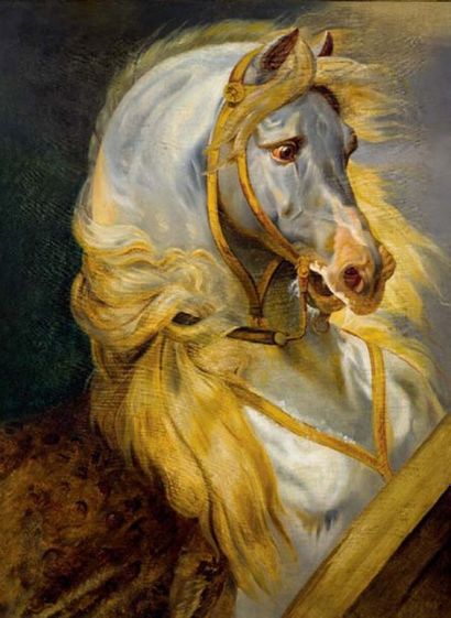 ECOLE FRANCAISE VERS 1810 SUIVEUR DU BARON GROS Le cheval de Murat Huile sur toile...