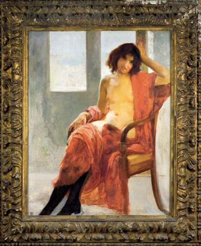 PIERRE BODARD (1881-1937) Femme à la cigarette, Rome, 1911-1912 Huile sur toile,...
