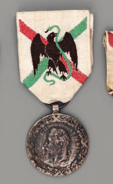 null Médaille du Mexique, signée Barre, en argent, poinçon de la Monnaie de Paris,...