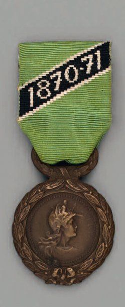 null Médaille des Engagés Volontaires Mineurs - 1870- 1871, en bronze, ruban du 1er...
