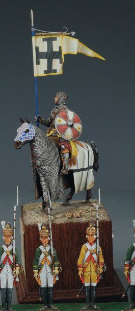 Porte-étendard Chevalier Teutonique, en métal,...