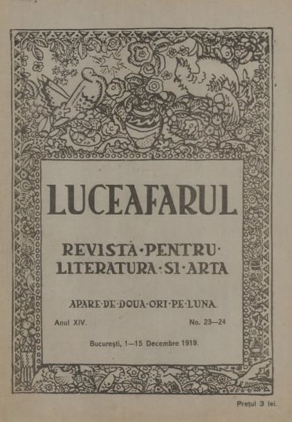 [BRANCUSI] REVUE. LUCEAFARUL. Sibiiu, Numéros 4-5 de 1907 ; Numéros 3, 9-10, 19 de...