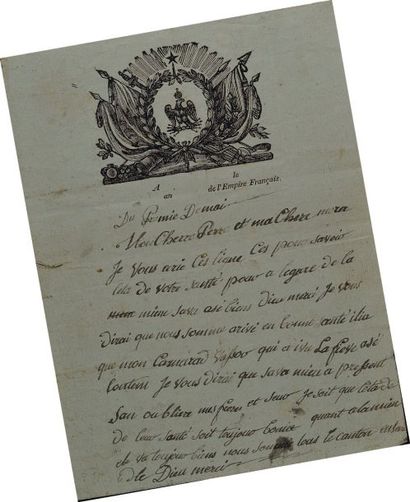  Lettre autographe signée du soldat Pierre Elloit Doret, du 15e Régiment d'Infanterie...