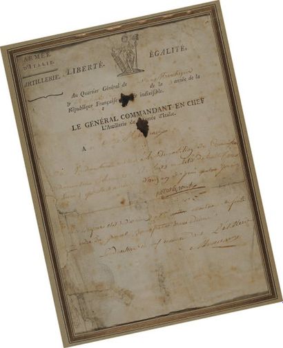 Lettre signée du Général Bonaparte, Commandant...