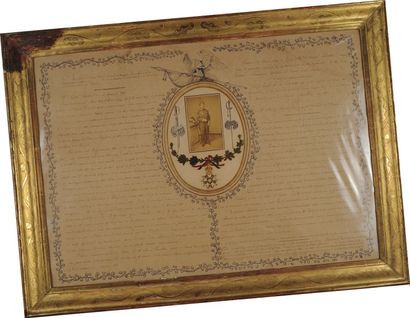 null Cadre souvenir du Général Sauboul, Second Empire. État de services manuscrit...