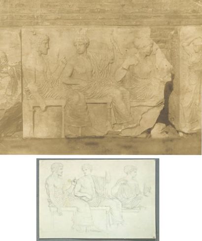 Alfred Normand (1822-1909) Fragment de la frise du Parthénon in situ Athènes, 1851...