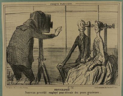 Honoré DAUMIER (1808-1879) Croquis parisiens: Nouveau procédé
Pose de l'homme de...