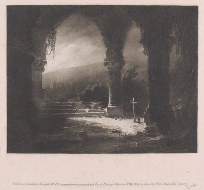 Louis DAGUERRE (1787-1851) Un Clair de lune, dessin lithographié par George Maile,...