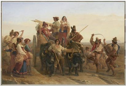 Daguerréotypiste pour le Louvre L'Arrivée des moissonneurs de Léopold Robert reproduit...