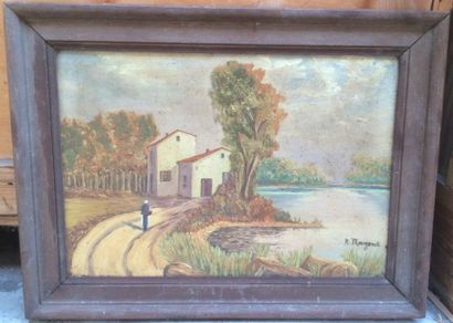Emile MANGENOT (1910-1991) Le Chemin
Huile sur toile
Signée à droite
38 x 55 cm