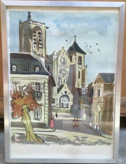 D'après Yves BRAYER (1907-1990) Eglise dans un village
Lithographie
68 x 47 cm
