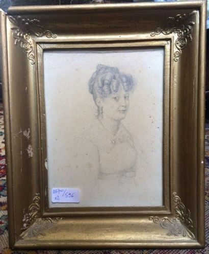 ECOLE du XIX siècle 
Portrait de jeune fille
Deux dessins au crayon