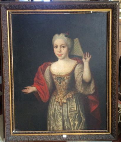 École italienne vers 1730 
Jeune femme à l'éventail
Toile 73,5 x 59,5 cm
Expert René...