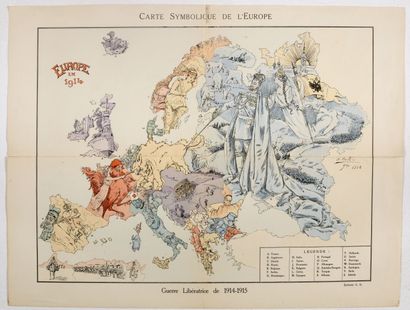 null CRÉTÉ, B. Carte Symbolique de L'Europe./Europe en 1914. Éditions G.D., Octobre...