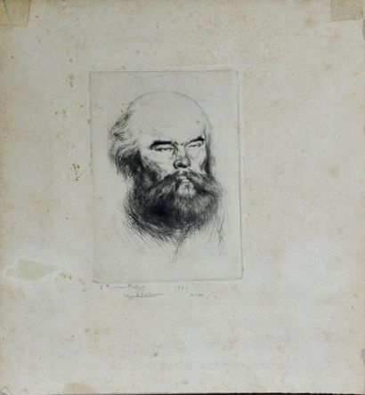 Edgar CHAHINE (1874-1947) Paul Verlaine. 1936 Pointe sèche. 86 x 125. Belle épreuve...