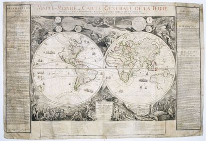 FER, N. de./DANET, G. Mappe-monde ou carte générale de la terre. Paris, Danet, 1730....