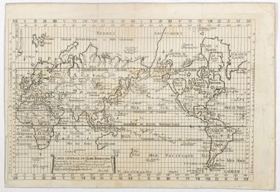 FAURE. Carte Generale du Globe Terrestre. Toulouse?, ca. 1770. Contrecollée sur carton,...