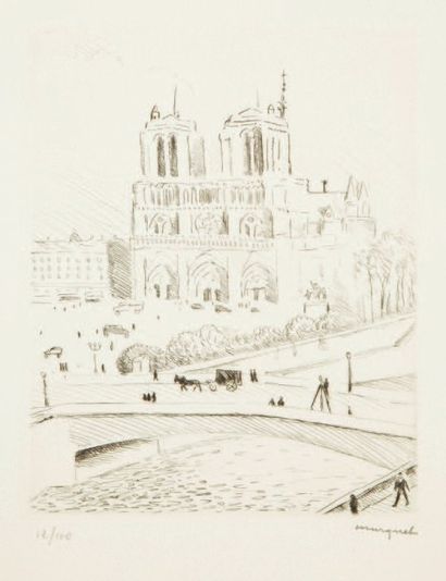 Albert Marquet (1875-1947) Notre-Dame de Paris. 1927. Pointe sèche. 160 x 200. Parfaite...