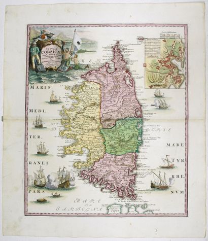 HOMANN, Héritiers Insulae Corsicae olim Cyrnus... Nuremberg, 1735. Beau col. Belle...