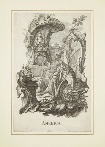 Johan Georg Hertel (c. 1700-1775) America; Europa. Gravé d'après Baumgartner. 215...