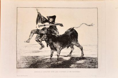 Francisco de GOYA Y LUCIENTES (1746-1828) Aveugle enlevé sur les cornes d'un taureau....