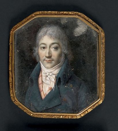 École FRANÇAISE vers 1795 Portrait de Monsieur de BARLE en buste vers la gauche,...