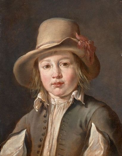 ATTRIBUÉ À JAN DE BRAY (1627-1697) Portrait de jeune garçon
Papier marouflé sur toile
48...