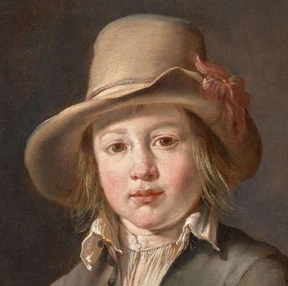 ATTRIBUÉ À JAN DE BRAY (1627-1697) Portrait de jeune garçon
Papier marouflé sur toile
48...
