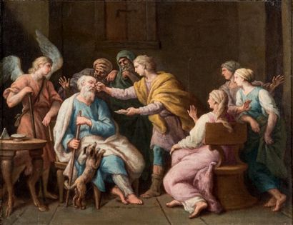 ATTRIBUÉ À ETIENNE PARROCEL (1696-1776) Tobie et l'Ange
Toile 42 x 54,5 cm