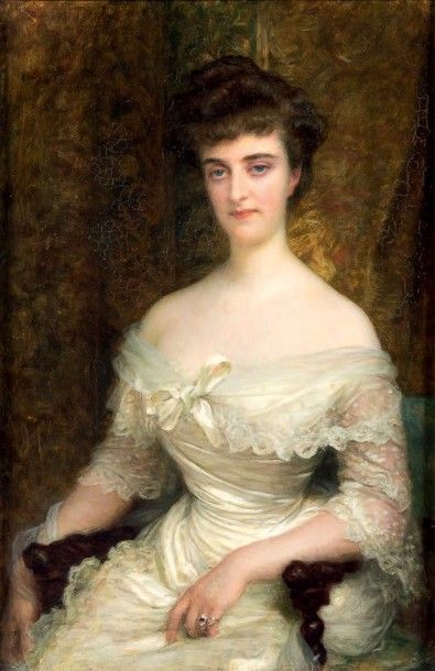 Ernest Antoine HÉBERT (1817-1908) Portrait de femme de qualité
Huile sur toile.
53...