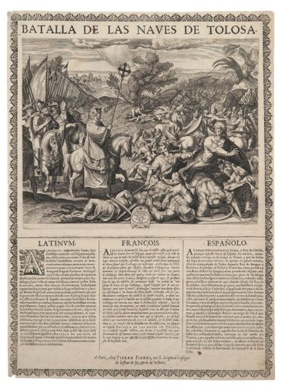 TEMPESTA (Antonio) Batalla de las naves de Tolosa. Paris, Pierre Firens, 1604. Placard...
