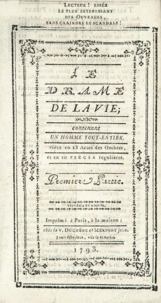 RESTIF de LA BRETONNE (Nicolas-Edme) Le Drame de la vie. Contenant un homme tout...