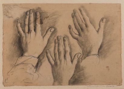 ATTRIBUÉ À GIOVANNI BATTISTA TONNA (1760-1830) Trois études de mains
Crayon noir,...