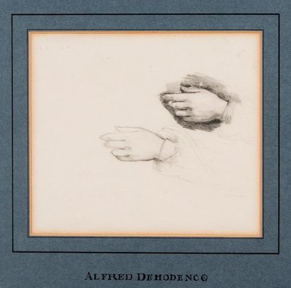 Alfred DEHODENCQ (1822-1882) Deux études de mains - Etude de main
Crayon noir
16...