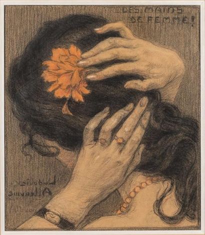 LUDOVIC ALLEAUME (1858-1941) Des mains de femme !
Fusain et pastel. Signé en bas...