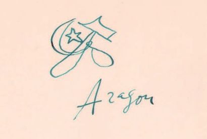 ARAGON (Louis) poète et écrivain français (1897-1982) Dessin autographe signé (sans...