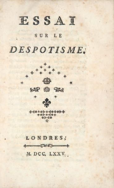 [MIRABEAU (Honoré Gabriel Riquetti, comte de)] Essai sur le despotisme. Londres,...