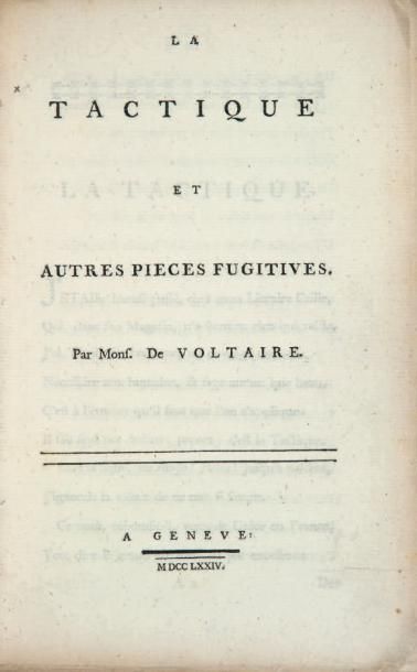 VOLTAIRE La Tactique et autres pièces fugitives. Genève, s.n., 1774. In-8, maroquin...