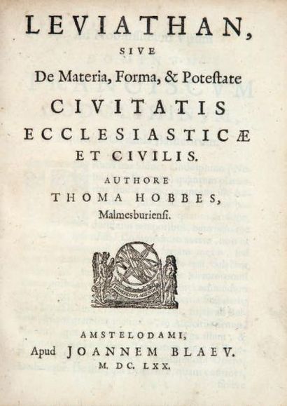 HOBBES (Thomas) Leviathan, sive De Materia, Forma, & Potestate civitatis ecclesiasticae...
