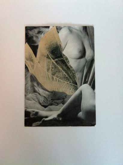 DHAINAUD Pierre COLLAGE ORIGINAL SIGNÉ. 1960. 14,5 x 10 cm sous encadrement. Collage...