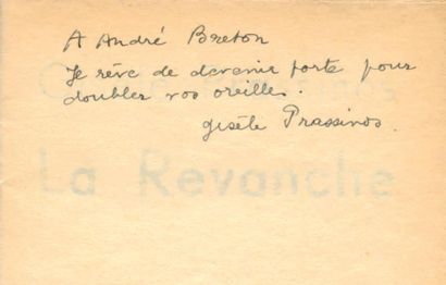 PRASSINOS Gisèle. LA REVANCHE. Paris, Librairie GLM, [Henri Parisot], 1939. In-12,...