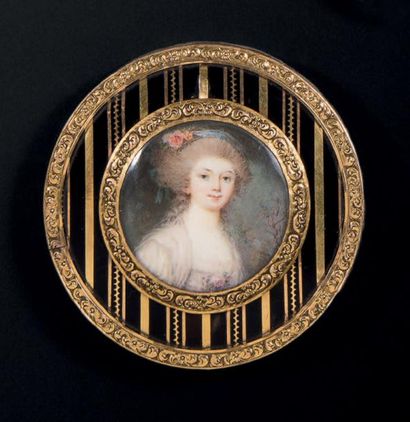 Pierre-Adolphe HALL (1739-1793) Attribué à Portrait de jeune fille en buste vers...