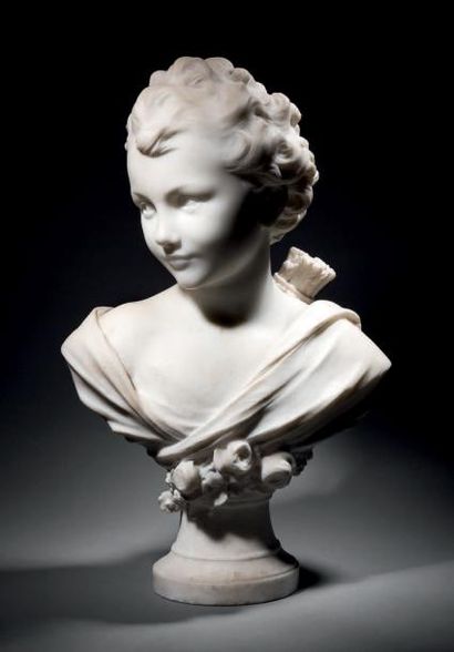 AGATHON LEONARD (1841-1923) Cupidon
Buste en marbre blanc
Signé: A.Leonard sur le...